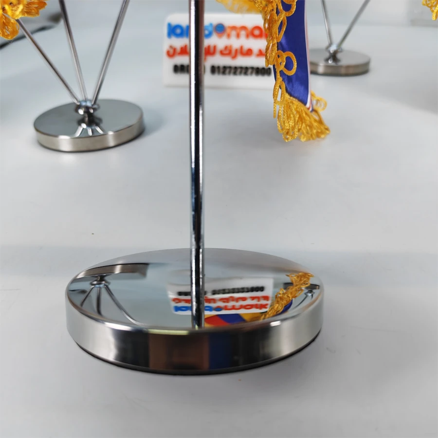 Metal Chrome Flag Desk F5 علم مكتب معدن كروم بعلم مخصص