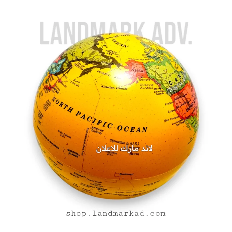 Yellow Realistic Animated world globe for decor