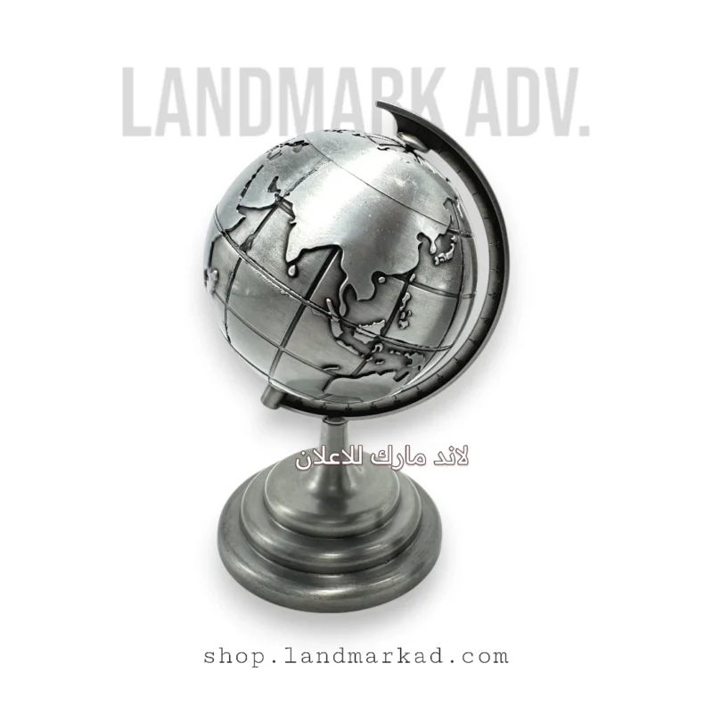 Silver Metal World Globe for office decor 12 cm