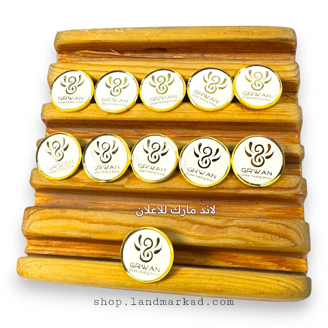 Gold Corporate Logo Suit Pin with White Background & Protective Layer - Custom Made For Your Brand