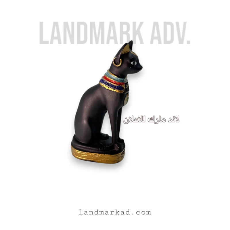 🐾 مجسم قط فرعونى مصرى 13 هاند ميد - لون أسود مميز مع زخرفة تلوين يدوى