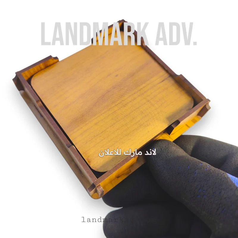 قاعدة كوباية | كوستر خشب مع حفر اللوجو ليزر