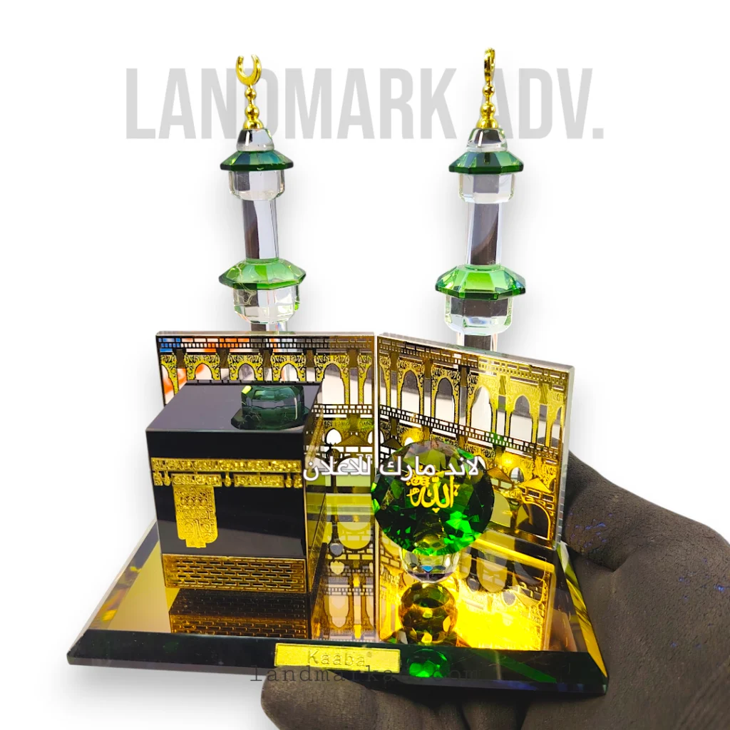 🕋 هدية نموذج كريستال الكعبة المشرفة مع 2 مأذنة كريستال K5